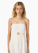 Cami NYC Dress Yena Strapless Linen Dress in Macadamia