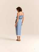 Carolina K Skirt The Loren Skirt in Lace Blue Stripes