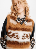 Carolina K Top Fox Vest in Brown and Cream