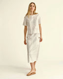 Cartolina Nantucket Skirt Alice Button Skirt in Bright White