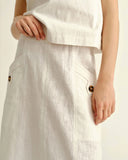 Cartolina Nantucket Skirt Alice Button Skirt in Bright White
