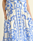 Cartolina Nantucket Skirt Georgia Skirt in Provence Blue Faraway Print