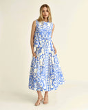 Cartolina Nantucket Top Linda Top in Provence Blue Faraway Print