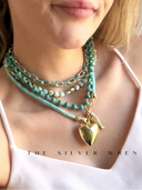 The Silver Wren Necklace Green Opal Heart Beaded Necklace