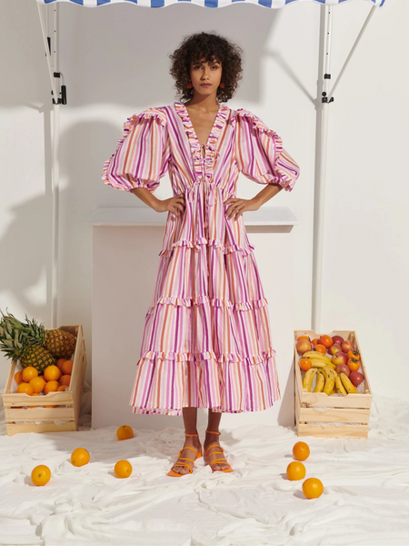 Turpan Blue Dress | Celiab Small / Pink