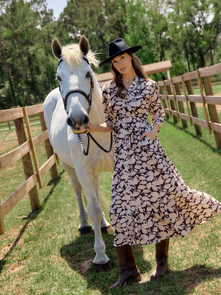 The Christie Dress | Brown Foilage