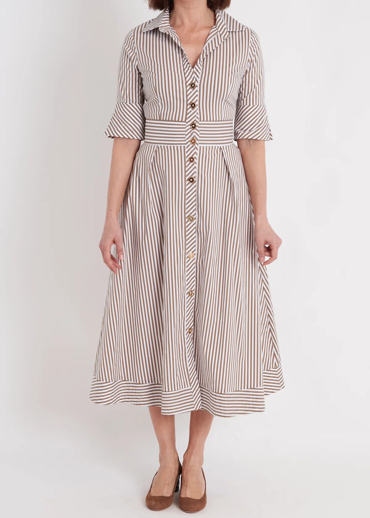 CK Bradley Dress Monaco Dress in Taupe Stripe