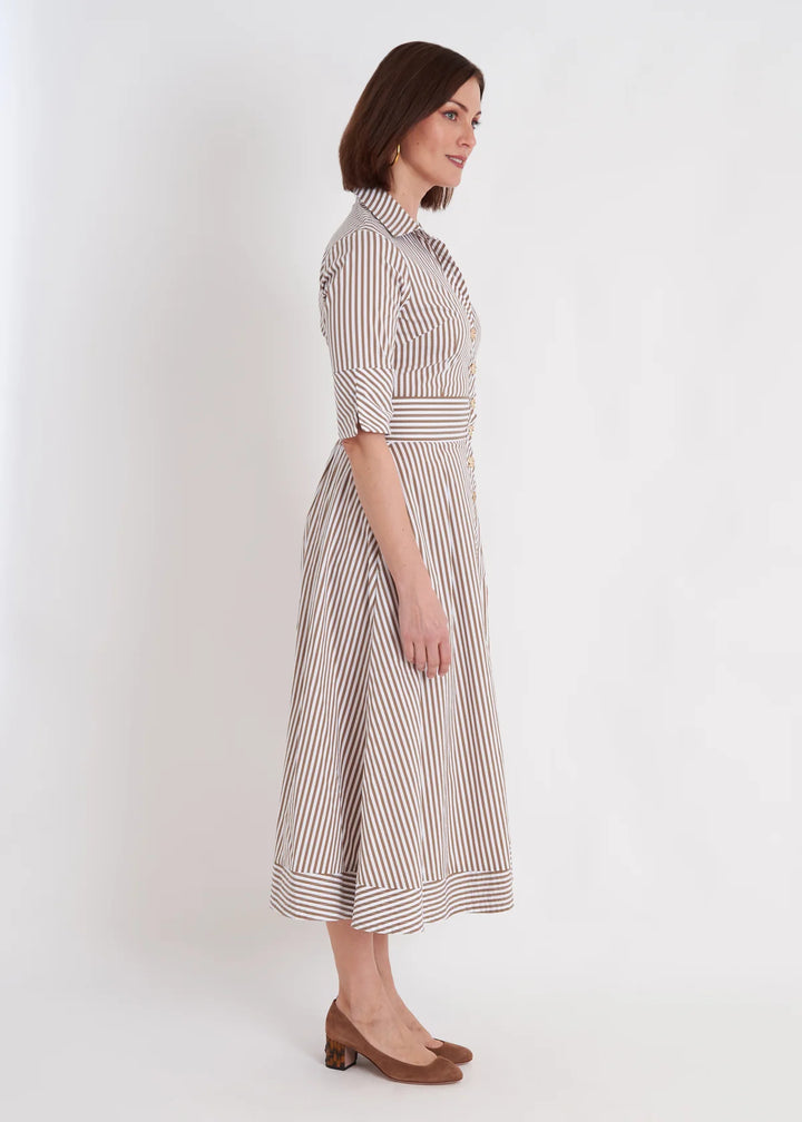 CK Bradley Dress Monaco Dress in Taupe Stripe