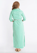 CK Bradley Dress Monteith Caftan in Green Stripe