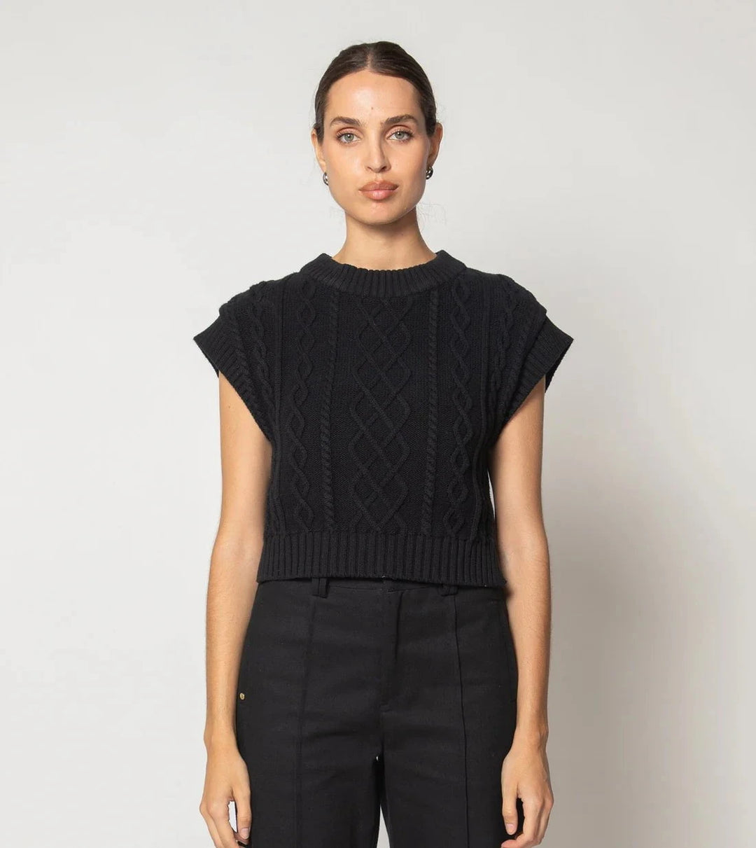 Cleobella Top Gigi Sweater Vest in Black