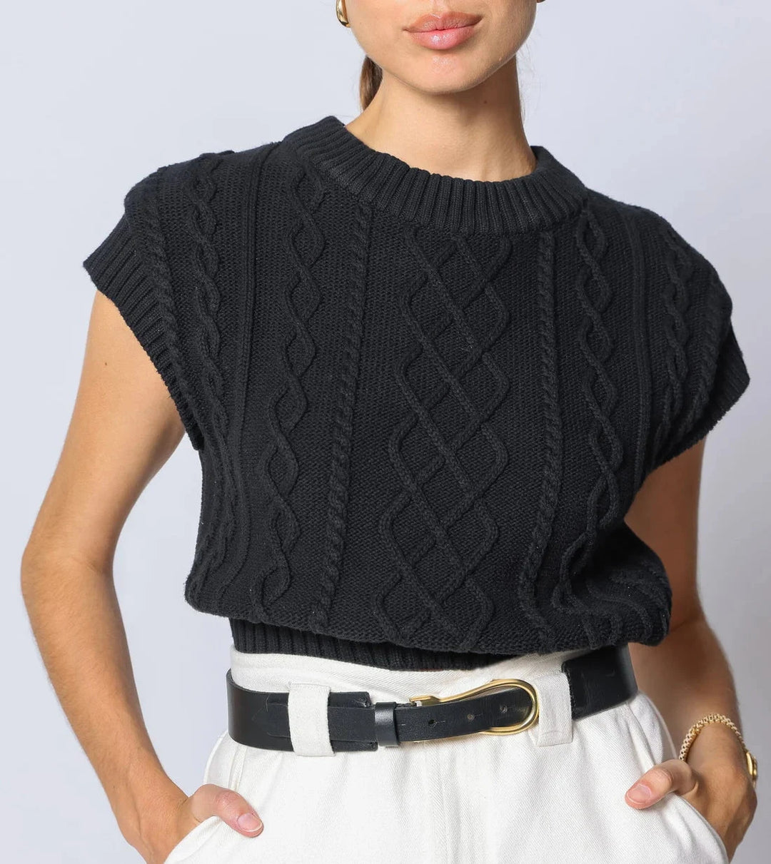 Cleobella Top Gigi Sweater Vest in Black