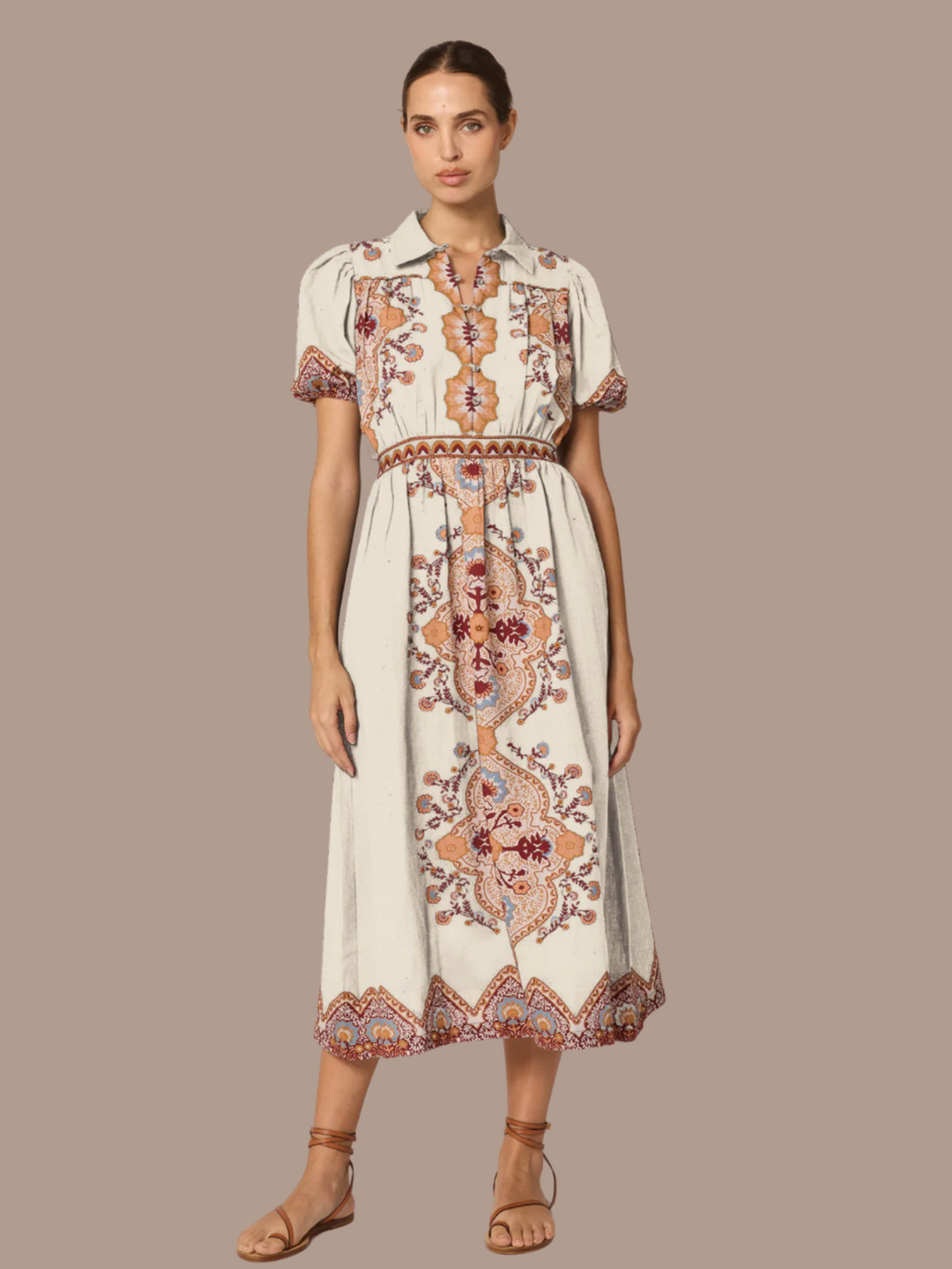 Asha Midi Dress in Ivory Lagos