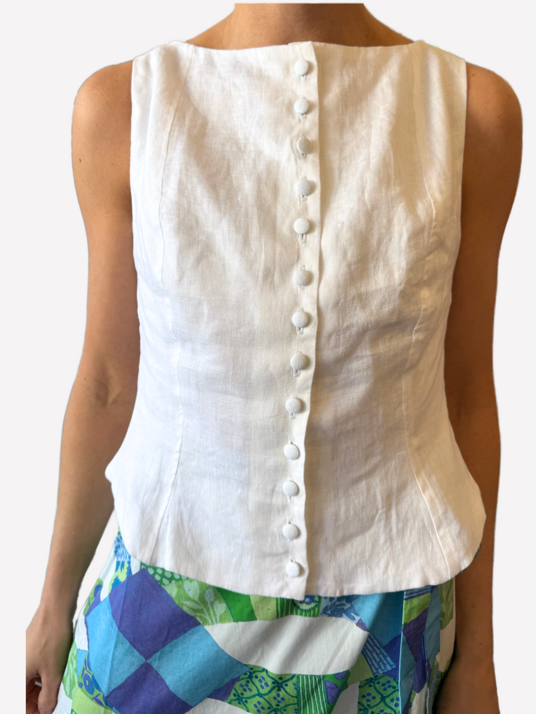 Alice Top in White Linen