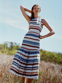 Coco Shop Dress Low-Back Dress in Cool Stripe