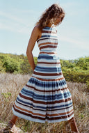 Coco Shop Dress Low-Back Dress in Cool Stripe