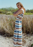 Coco Shop Dress Low-Back Dress in Cool Stripe
