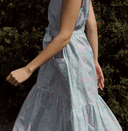 Coco Shop Dress Shift Dress in Blue with Lavender Bougainvillea