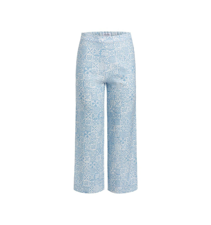 Coco Shop Pants High Waisted Wide Leg Pants in Blue Checkerboard