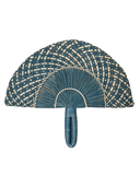 Coro Cora Decorative Fan Frilly Hand Fan in Blue and White