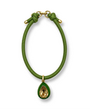 Lena Green Resin and Light Topaz Crystal Pear Drop Necklace