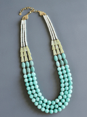 David Aubrey Necklace Triple Strand Turquoise and Amazonite Necklace