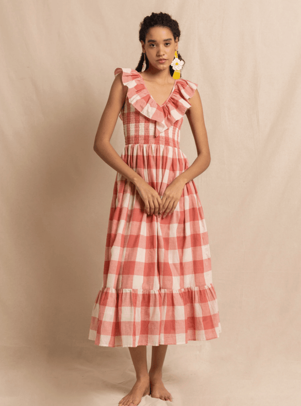 Daydress Dress Daydress | Birdie Dress in Pink Handloom Check