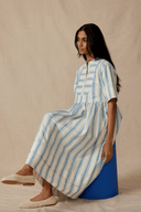 Daydress Dress French Dress in Blue Ticking