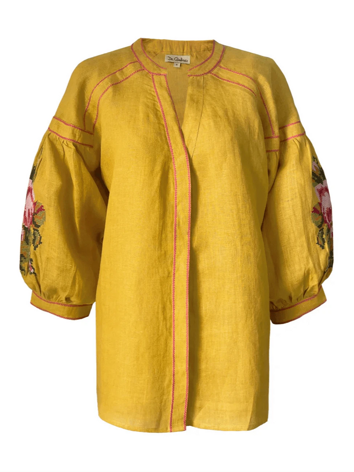 De Castro Top Mustard Peonie Blouse