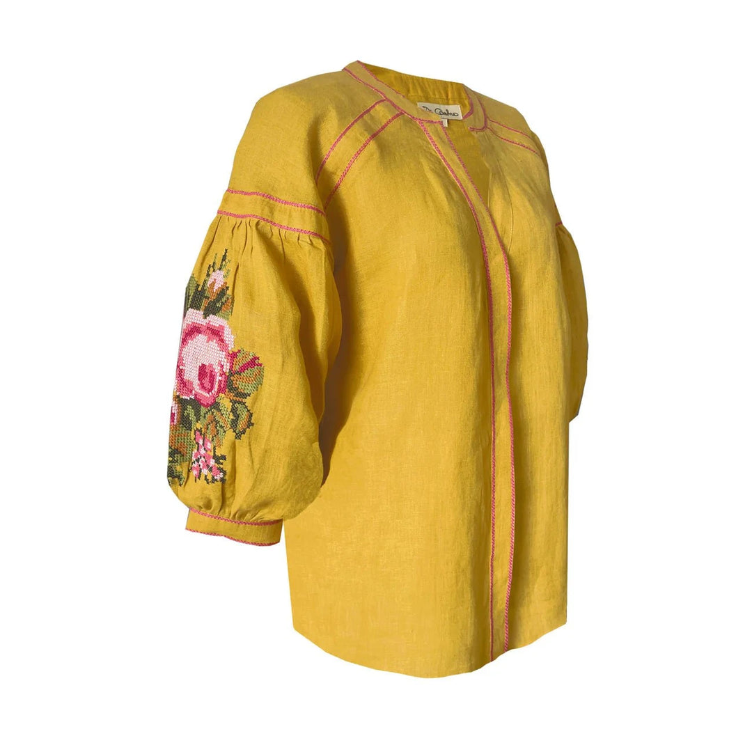 De Castro Top Mustard Peonie Blouse