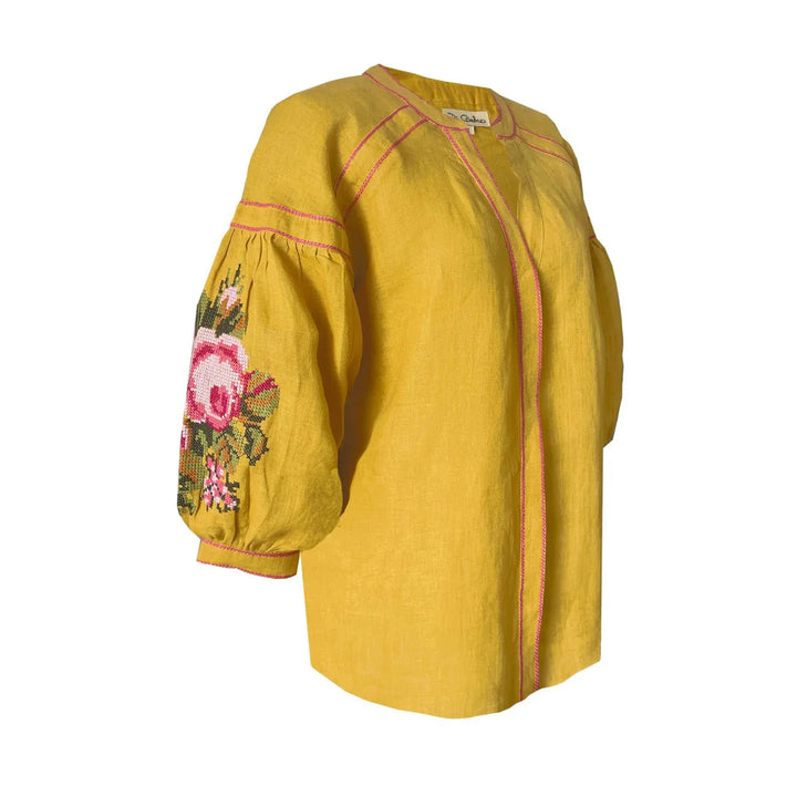 De Castro Top Mustard Peonie Blouse
