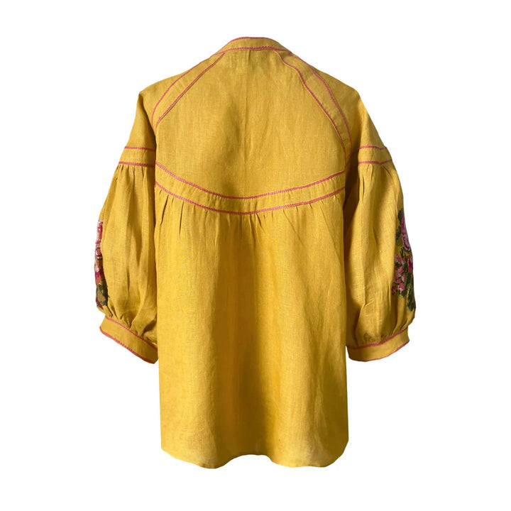 De Castro Top Mustard Peonie Blouse