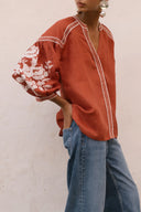 De Castro Top Small / Red The Clay Blouse