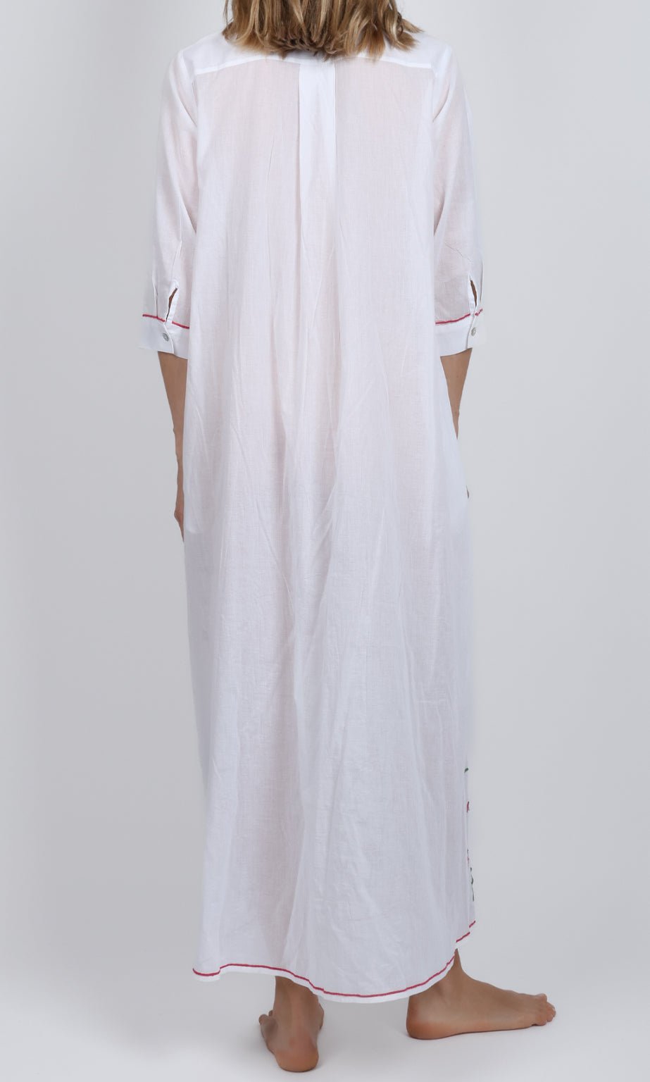 Delfina Dress Kajal Dress with Pink and Green Embroidery