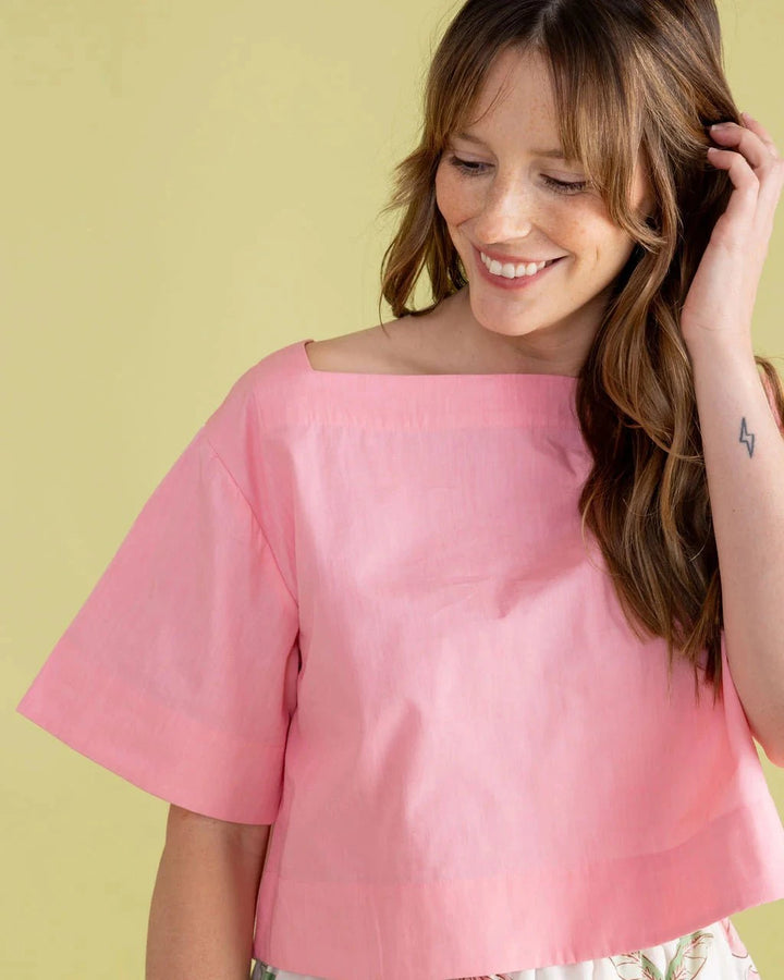 Double A Top Farah Top in Peony