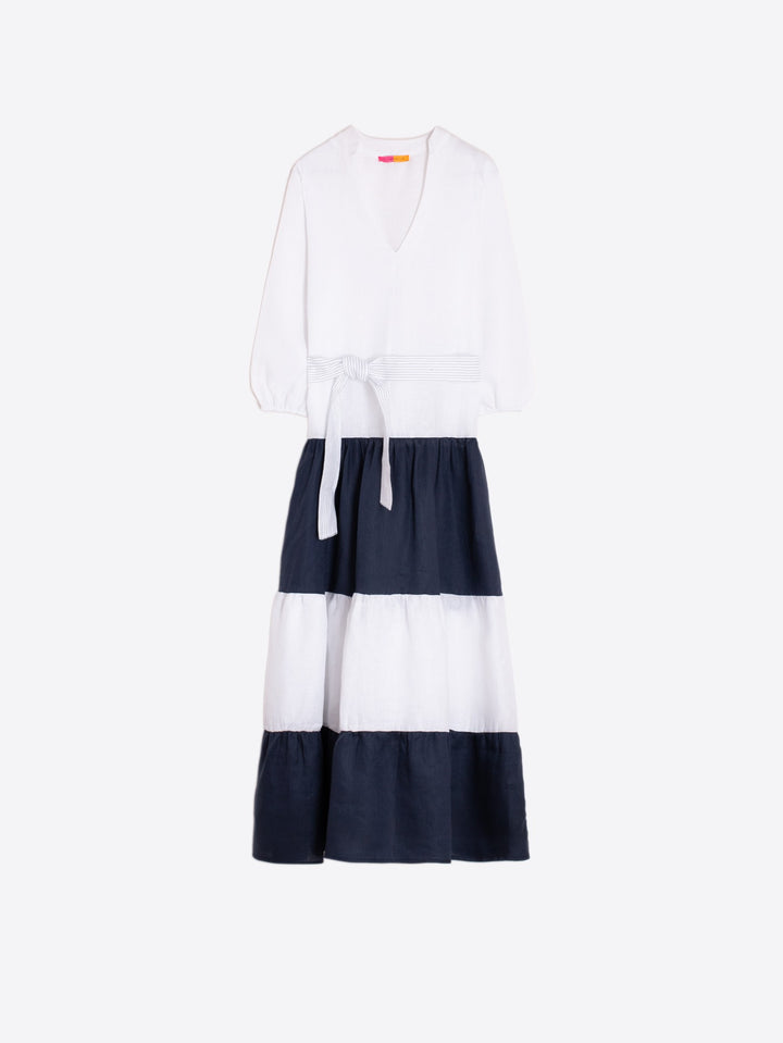 Flora Dress in Lino Blanco