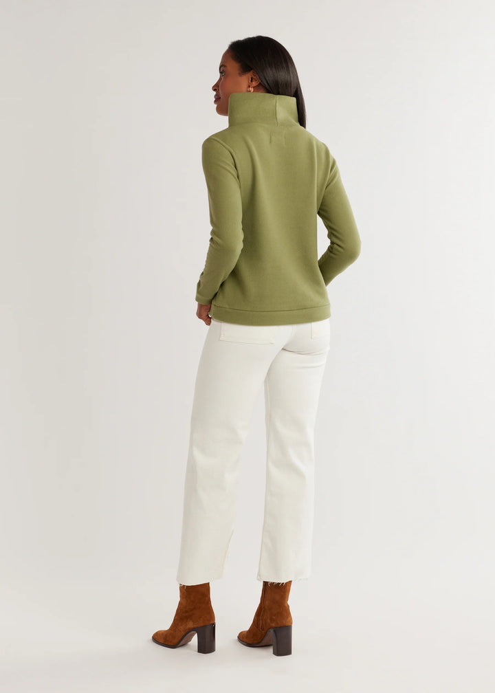Dudley Stephens Sweater Park Slope Turtleneck in Army Green Vello Fleece