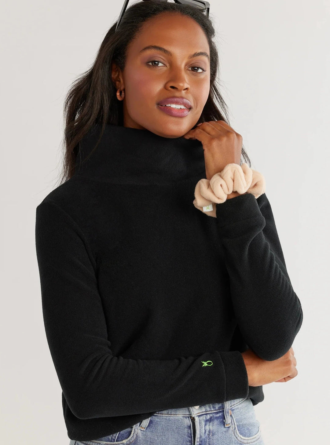 Fleece top turtleneck womens