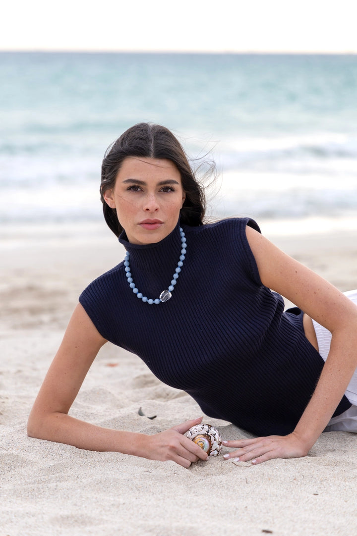 Isabel Angelite and Quartz Necklace