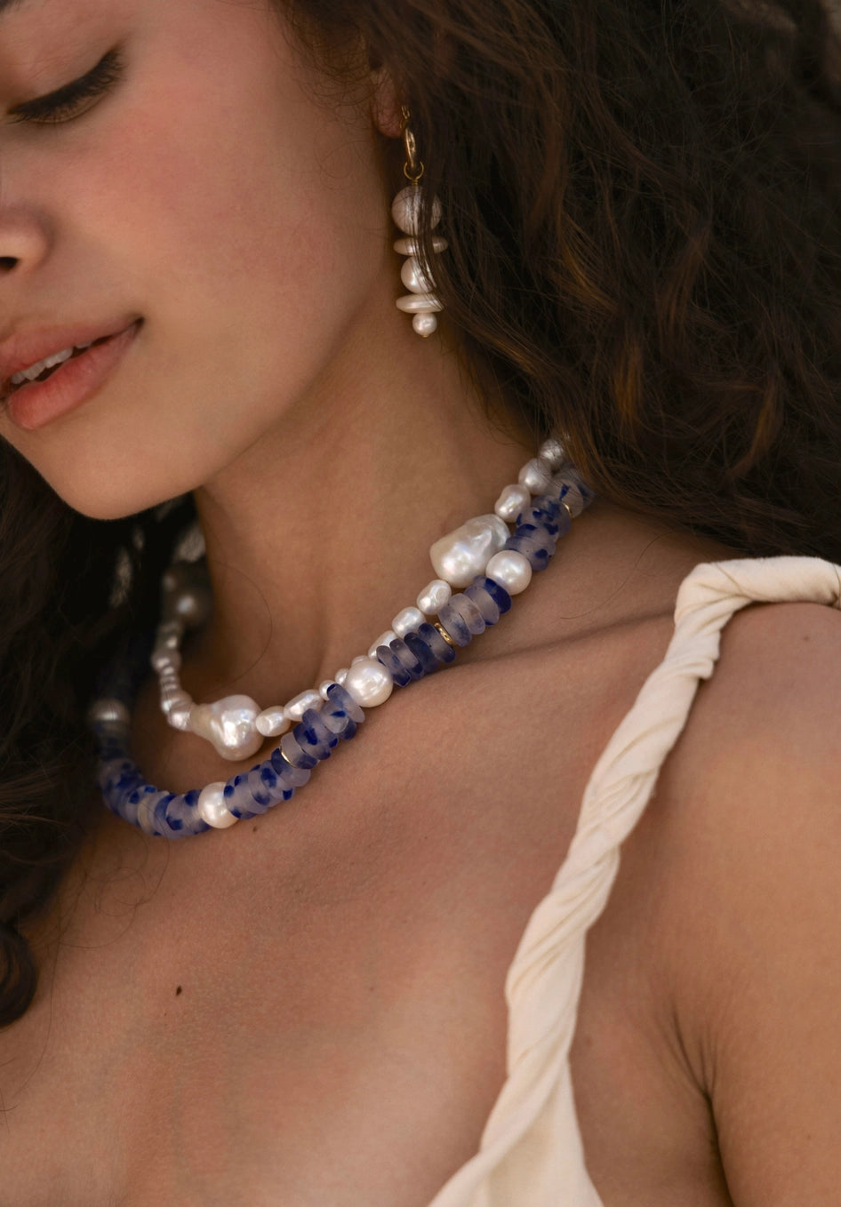 Mare Freshwater Pearl and Glass Necklace