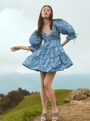 Eddy Dress Eddy | Julia Puff Sleeve Mini Dress in Ultra Marine Floral