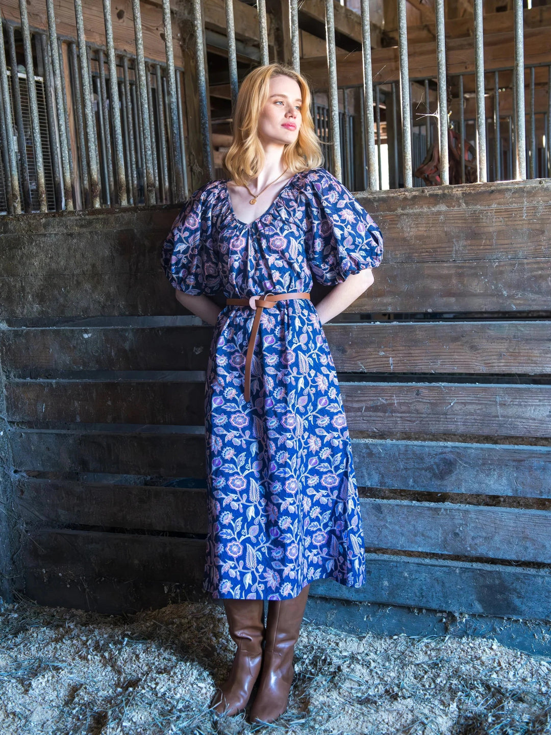 Elizabeth James Dress Penny Dress in Navy Cactus Flower