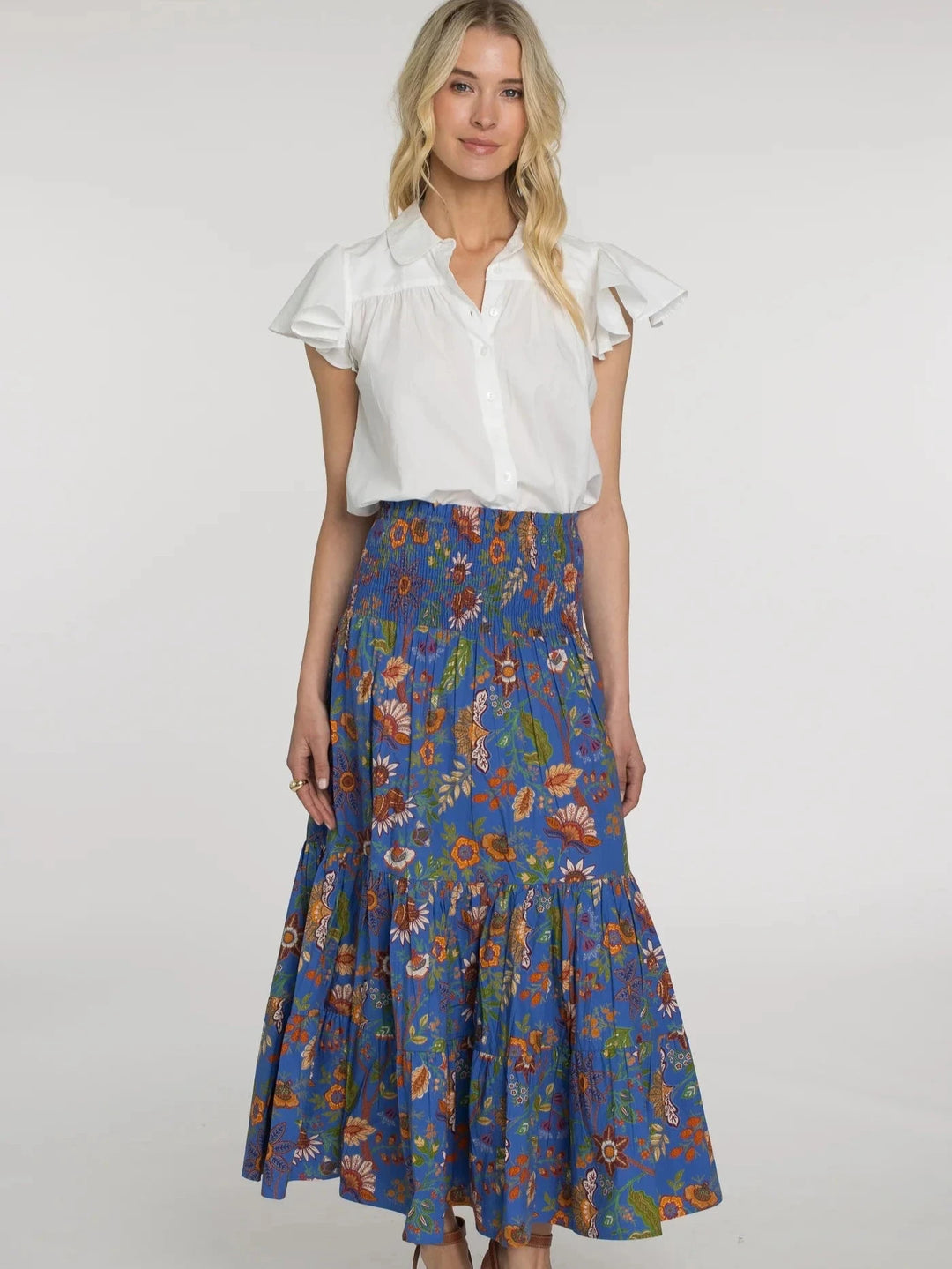 Elizabeth James Skirts Izzy Skirt Dress in Secret Garden Sapphire