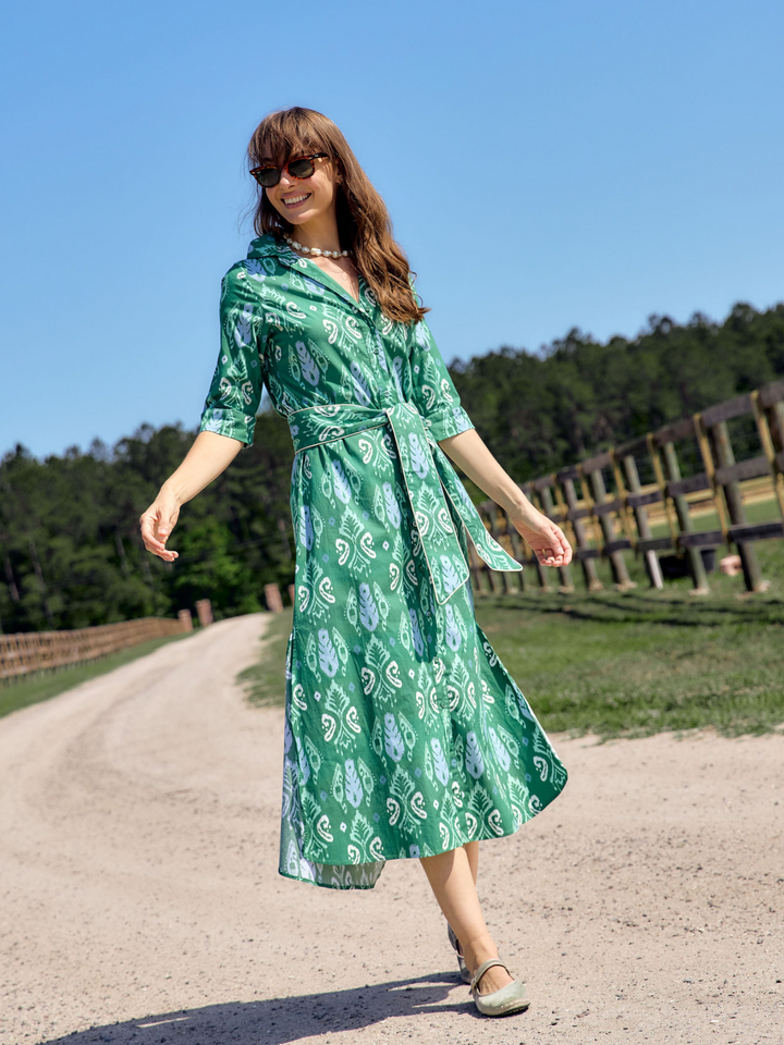 The Eloise Dress | Green Ikat
