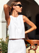 Emerson Fry Top Studio Boxy Top in Ivory Linen