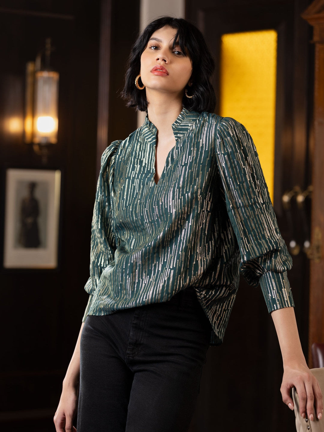 Emily Lovelock Top Hailey Blouse in Deep Emerald