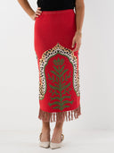 Emily McCarthy Skirt Capri Knit Skirt in Cheetah Rouge
