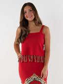 Emily McCarthy Top Capri Knit Top in Cheetah Rouge