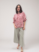 Ex Voto Blouse Greta Blouse in Pink Bird Blockprint