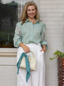 Ex Voto Blouse Susan Blouse with Lace Embroidery in Smoke Green