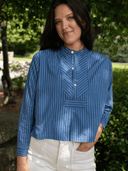 Ex Voto Blouse Wyn Blouse in Cadet Stripe Blue